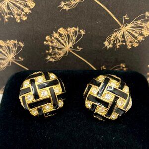 Roman Round Basketweave CLIP Earrings